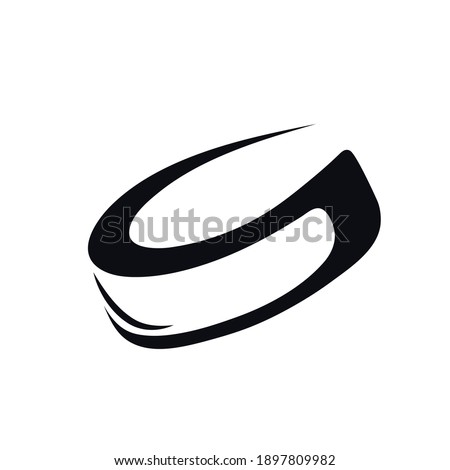 Hockey puck logo icon sign silhouette Hand drawn sketch concept flying template Geometric abstract creative design Modern sport style Fashion print clothes apparel greeting invitation card banner