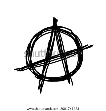 Anarchy symbol logo icon sign Hand drawn brush ink sketch Letter A human rights emblem Painted protest style design Fashion print clothes apparel greeting invitation card cover flyer banner poster