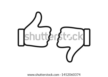 Thumb up and down like and dislike line icons. Set of thumb up and down icons for web design, app, ui, interface software and more.