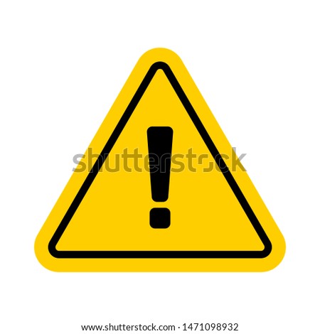 Vector hazard warning symbol isolated on white background. Yellow warning icon and sign of problem for use on web, typography, on the road and construction.