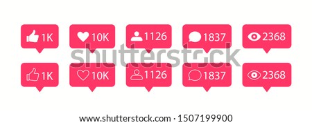 Vector social media icons. Like and comment icon.