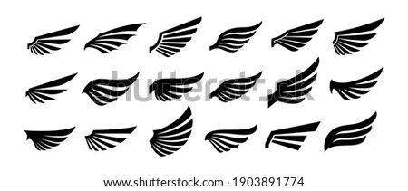 Wings silhouette icons set. Wings badges. Vector concept for logo or emblem design.