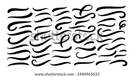 Set of hand lettering underlines lines. Vector underline stroke. Design concept element collection.