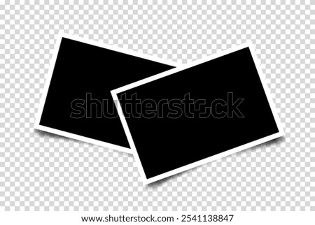 Set of empty two photo frames composition. Realistic vector mockup.