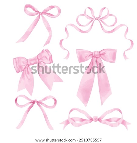 Clip art watercolor stye of Bows set , Vector all elements isolated on white background.