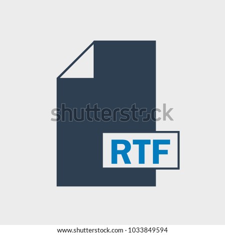 Rich Text Format (RTF) file Icon on gray background. 