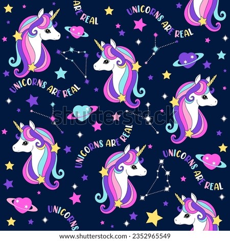 seamless unicorn graphic with planets