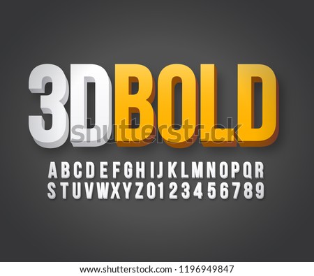 Modern 3d bold font in vector format