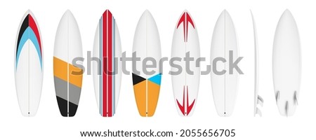 Surfboard set custom design isolated on white background in vector format