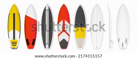 Surfboard set isolated on trasparent background in vector format