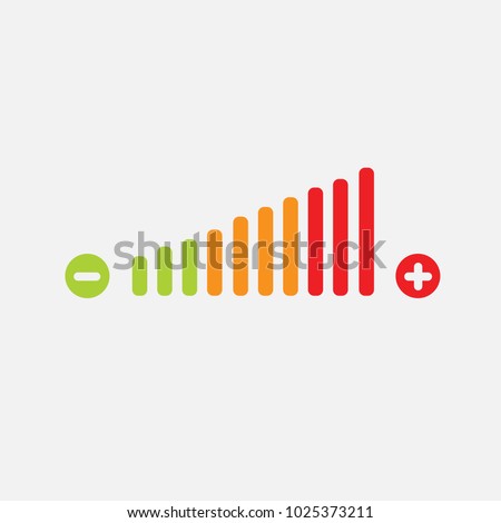volume adjustment vector icon high medium and low negative and positive sign