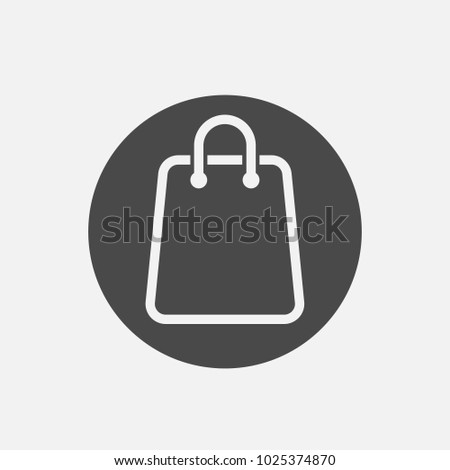 shopping hand bag vector icon in gray circle