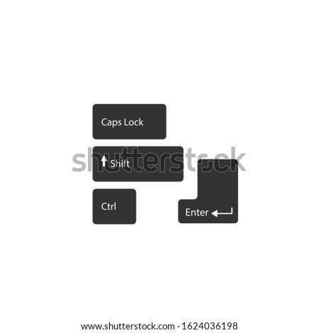 Keyboard command keys caps lock shift Ctrl Enter vector icon