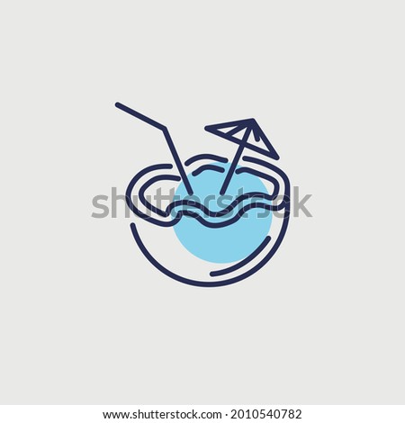 coconut cocktail drink vector icon