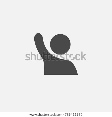 hand up human icon lifting gray vector people for your websites and projects eps10 answering or participating person educational or journalist