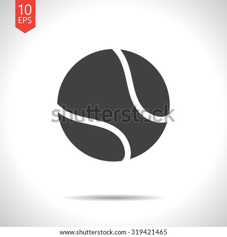 Vector flat black tennis ball icon on white background 