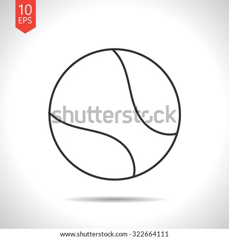 Vector outline classic grey tennis ball icon on white background 