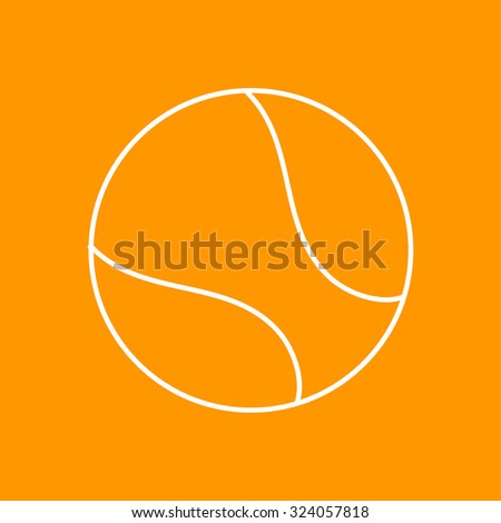 Vector outline tennis ball icon on color background 