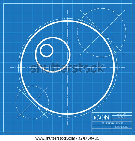 Vector classic blueprint of egg icon on engineer and architect background 