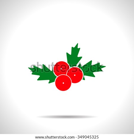 Vector christmas icon. New year illustration. Hooly berry