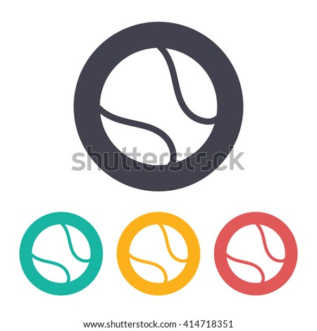 Vector flat tennis ball icon with set of 3 colors 