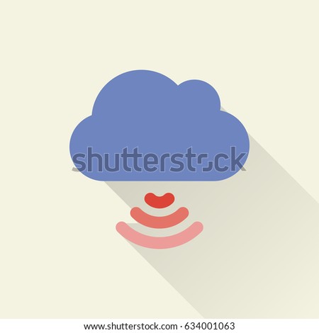 Vector color flat cloud with wifi icon. Business collection