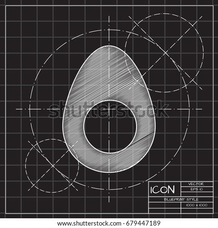 Vector blueprint egg icon on engineer and architect background 