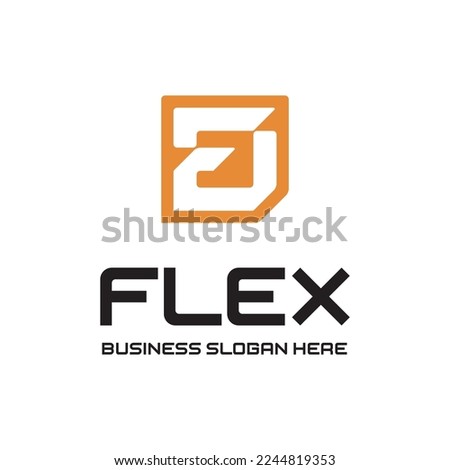 Flex Logo Abstract Letter F. Abstract initial letter logo F or E, OF or OE inside square shape rounded monogram. Modern and simple logotype design project.