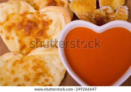 Tomato Soup, Cheese Biscuits and Croutons\
Tomato Soup the food of love served in a heart shaped dish with handmade heart shaped cheese biscuits and croutons. A warming valentines day treat for lovers.