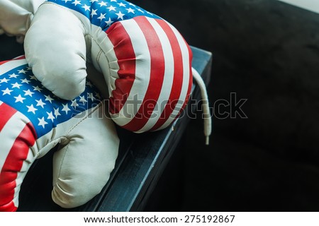 boxing gloves with USA flag pattern