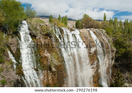 Tortum Waterfall was the largest waterfall in Turkey until the Tortum Dam was build. The waterfall now functions only for a short period when the water level of the lake is very high. Tortum, Turkey