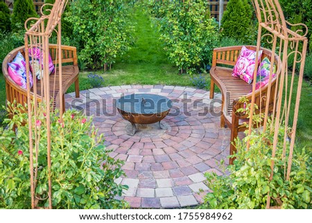 Similar – Image, Stock Photo fire in the garden	fireplace made of old metal barrel
