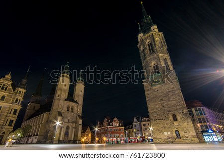 Similar – Image, Stock Photo Halle Saale at night