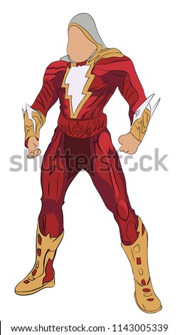 full body standing super hero vector cartoon illustration