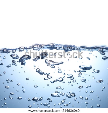 Water wave with air bubbles in white