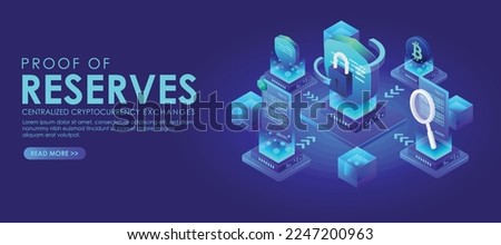 data digital security analyst technology concept in isometric vector illustration. proof of reserves cryptocurrency bitcoin coin and data