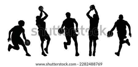 basketball players silhouettes Vector set , basketball silhouettes,set basketball player in action with ball