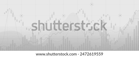 trend line graph on gradient background, line chart diagram financial chart with sideways line graph and candlestick.