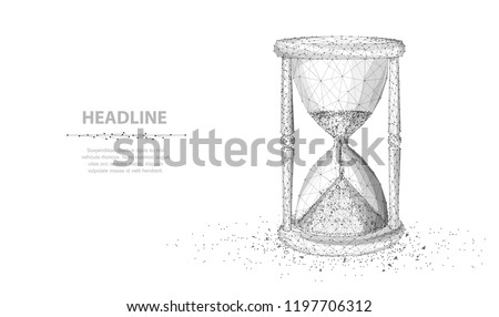 Sandglass. Abstract 3d wireframe lock isolated on white. Time, countdown, deadline concept illustration or background