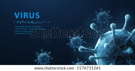 Virus. Abstract vector 3d microbe isolated on blue background. Computer virus, allergy bacteria, medical healthcare, microbiology concept. Disease germ, pathogen organism, infectious micro virology