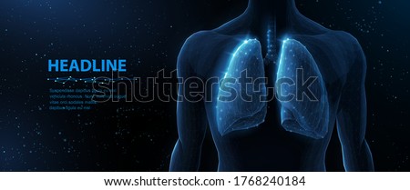Lung and human body. Abstract vector 3d lungs on body background. Human health, respiratory system, pneumonia illness, biology science, smoker asthma, healthcare concept. Organ anatomy illustration