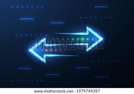 Transfer. Two left right arrows with green and red dots. Data receive, Digital money send, Currency exchange sign. Web trade symbol. File backup, logistic move, big change logo. Outline icon design