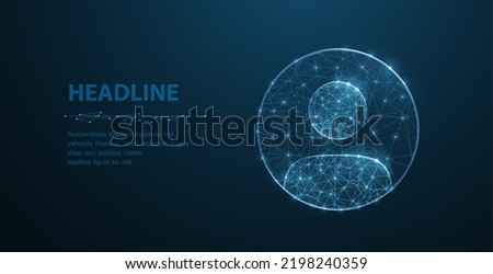 Account icon. Abstract web user persion logo on circle isolated on blue. Vector illustration. Business avatar, register new member, web admin account, social network, login concept Сток-фото © 