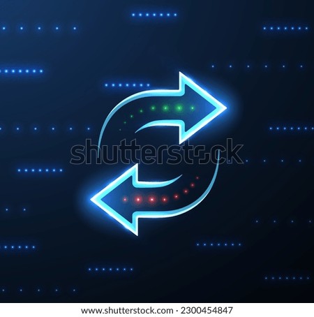 Two spin arrows with green and red dots. Data receive, Digital money send, Currency exchange sign. Web trade symbol. File backup, logistic move, big change logo. Outline icon design