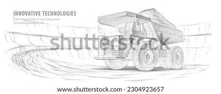 Dump truck. Abstract 3d large dumper in quarry. Low pole. Mining machinery, industry equipment, Heavy career truck, open extraction, anthracite coal, gold mining, australian quarry, dumptruck concept