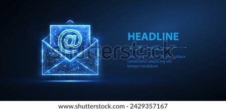 Email icon. Inbox logo, envelope symbol, e-mail mailbox, send notice, message receive, correspondence e, address contact , email newsletter concept. Abstract digital polygonal illustration.