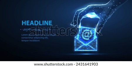 Digital hand put letter in to the envelop. AI mailing, email icon, inbox logo, envelope symbol, e-mail mailbox, send notice, message receive, correspondence e, email address, AI newsletter concept