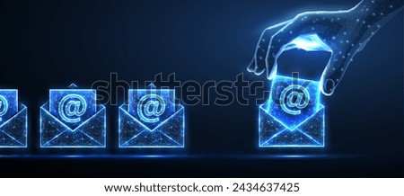 Digital hand put letters in to the envelops. AI mailing, email icon, inbox logo, envelope symbol, e-mail mailbox, send notice, message receive, correspondence e, email address, AI newsletter concept