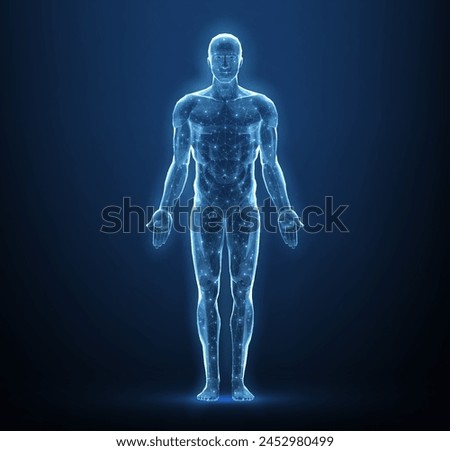 Human body. Abstract vector. Digital anatomy, Medical technology, Muscle structure, Health innovation, 3D model, DNA biotechnology, Body system, Science medicine, Healthy anatomy concept