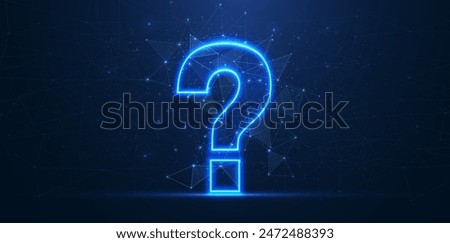 Question mark on blue. FAQ answer, Inquiry information, Quiz banner, Digital sign, Ask question, Business strategy, Curious query, Symbol logo, Uncertainty doubt concept